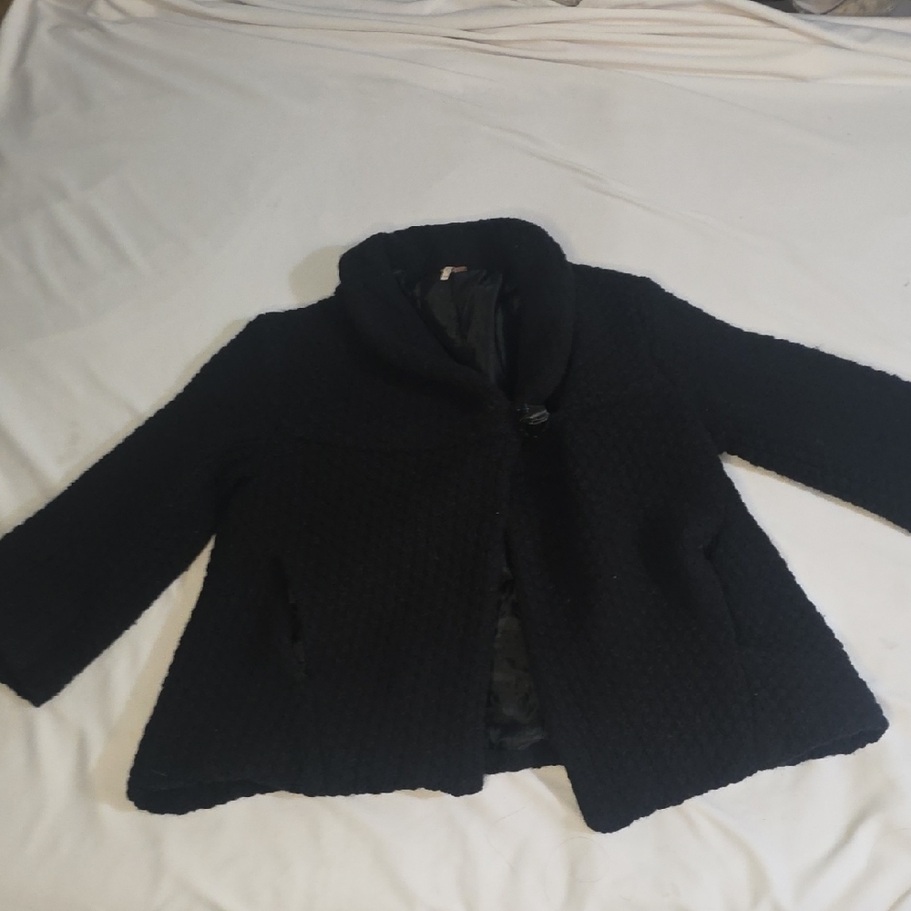 FREE PEOPLE Vintage Elegant Black Women's Pea Coat